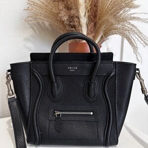 Celine Nano Drummed Nano Luggage in Black